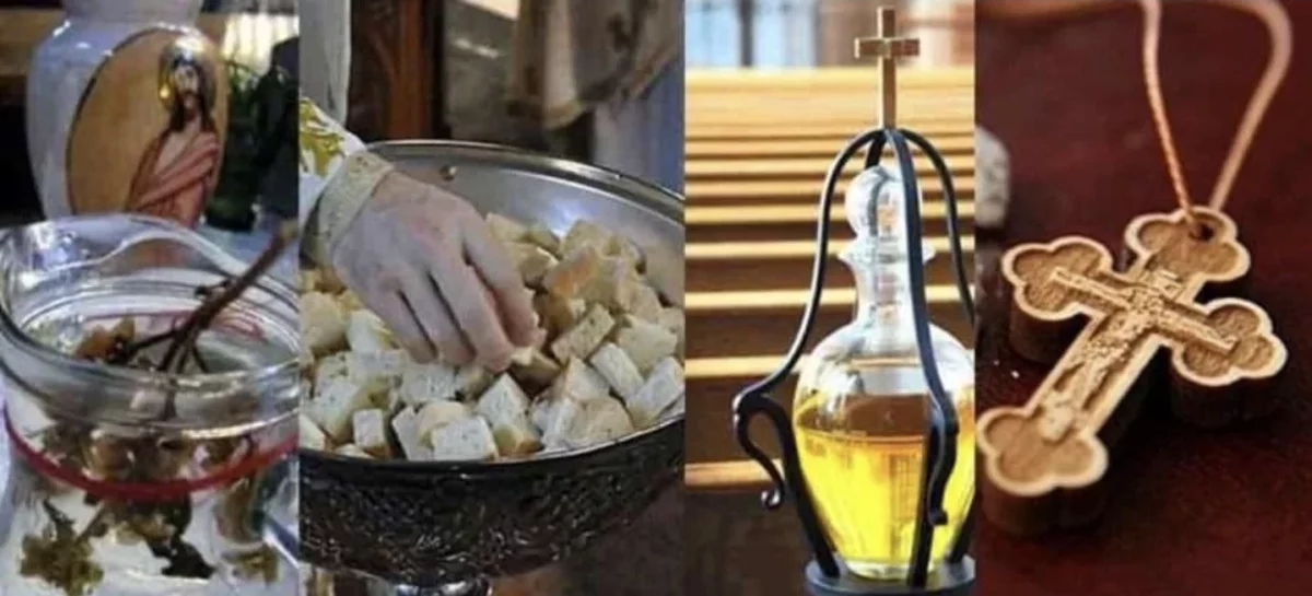 Cum te ajută crucea de la gât , anafura, agheasma si uleiul sfințit la biserică?