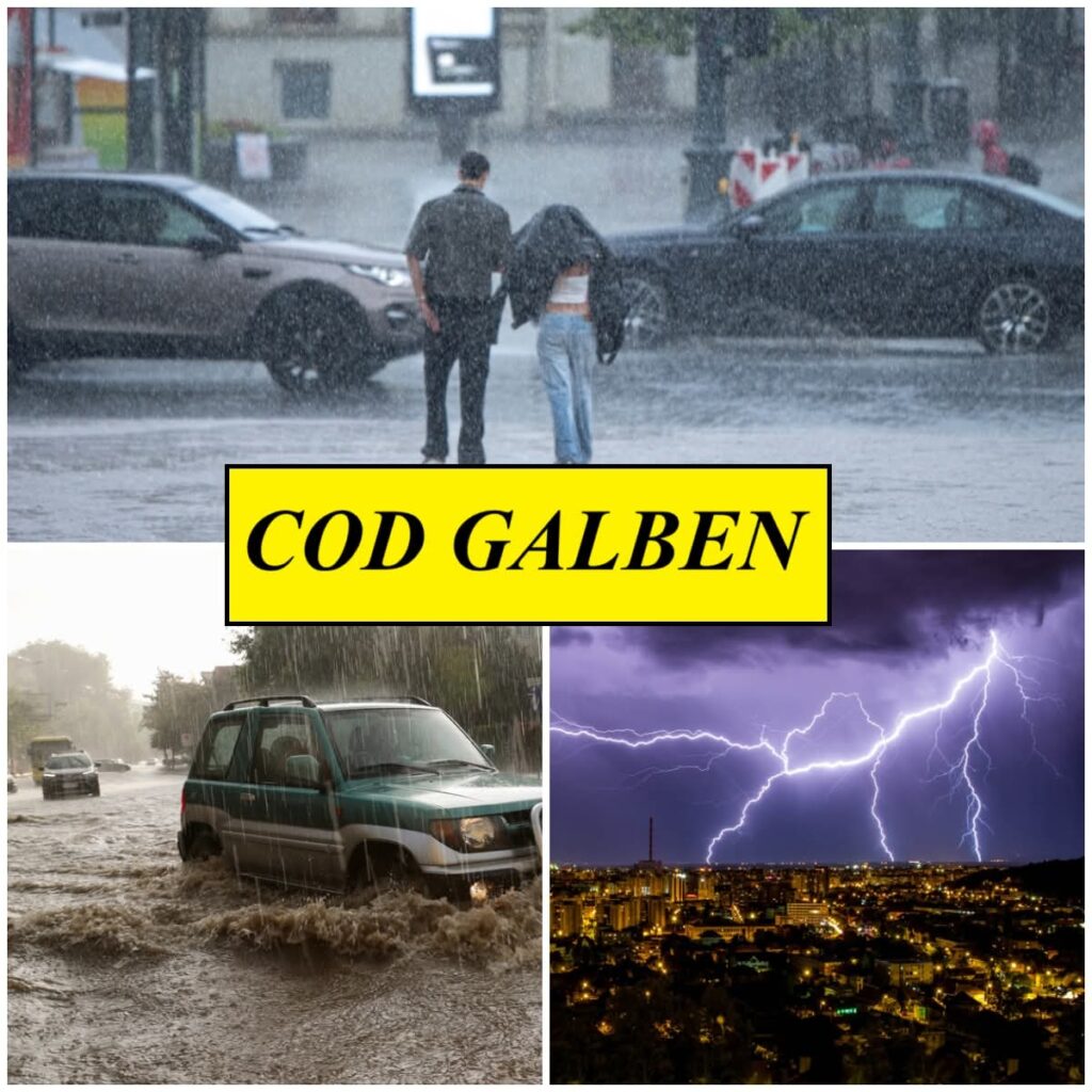 Alertă ANM! Cod galben de furtuni în șapte județe din țară. Ce zone sunt afectate de ploi torențiale și vijelii