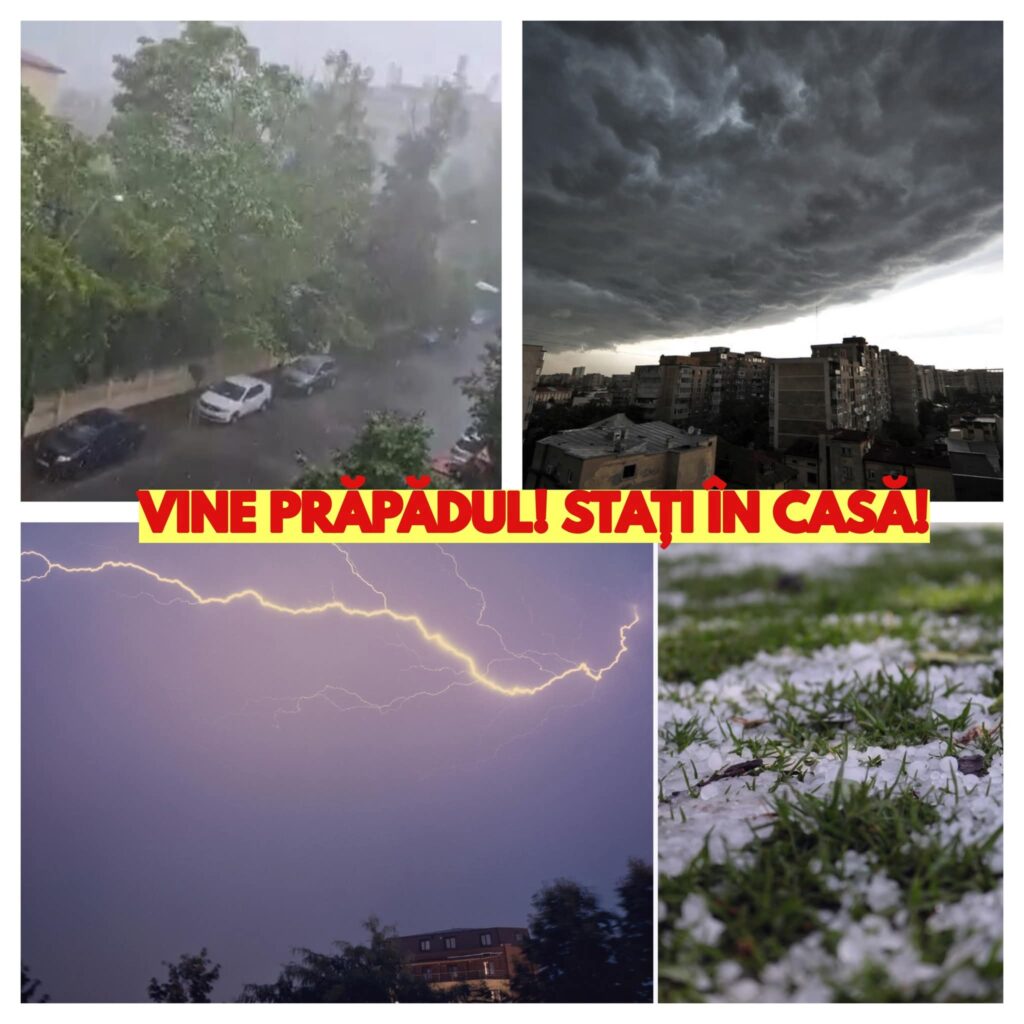 Va fi potop! Rupere de nori, furtuni și grindină de mari dimensiuni. Localitățile sub COD ROȘU de ploi torențiale