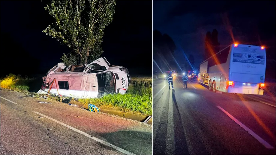 Autocar cu 60 de ucraineni, implicat într-un accident mortal pe E85. Plan Roșu de Intervenție activat