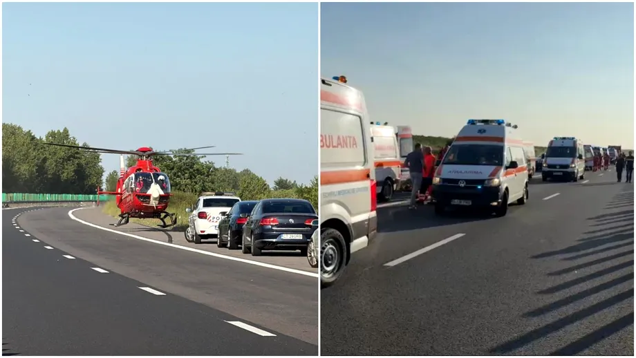 Autocar plin cu copii, răsturnat pe autostrada A2. Pasagerii erau componenții echipei de baschet Star Oradea. Un antrenor de numai 23 de ani a murit, doi micuți în stare gravă. Update