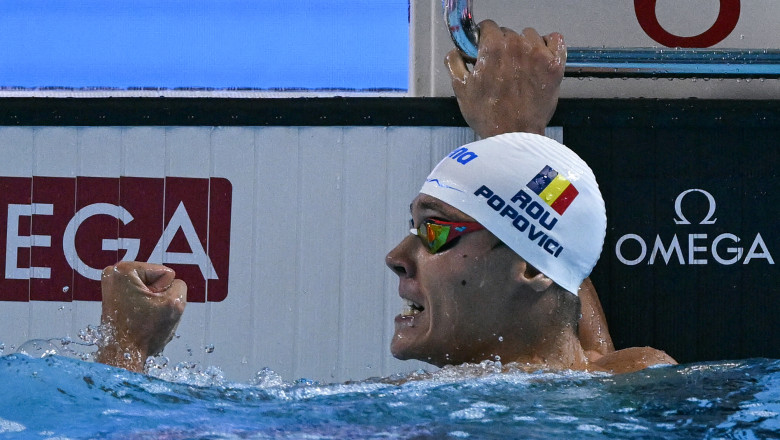 David Popovici, aur la 200 de metri liber la Campionatul Mondial de Natație. Românul a câștigat acest titlu pentru a doua oară