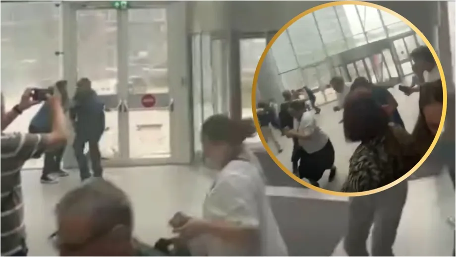 Video. Furtuna a spulberat o ușă rotativă de lângă Promenada Mall. Imagini apocaliptice