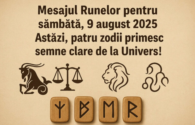 Mesajul Runelor pentru sambata, 9 august 2025. Astazi, patru zodii primesc semne clare de la Univers!