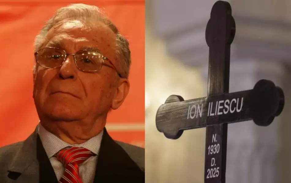 Primele imagini de la mormântul lui Ion Iliescu, după înmormântare. Locul de veci, îmbrăcat în marmură albă, e înconjurat de zeci de coroane, iar oamenii își fac selfie cu crucea