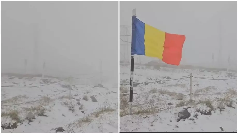 Iarnă în toată regula, în ultima săptămână de vară. Prima zăpadă a venit mai repede în România. Video