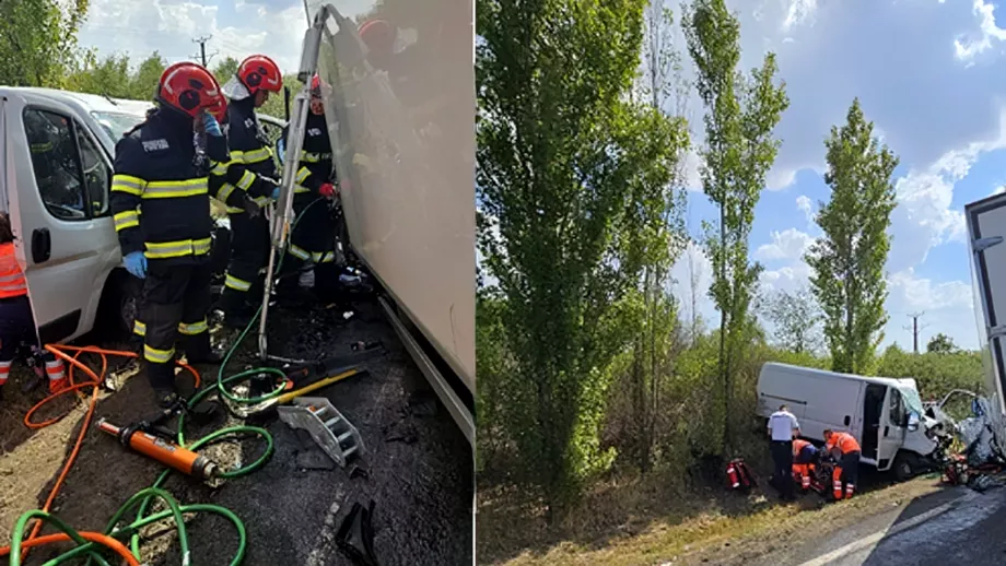 Accident cumplit în Arad. Un om a murit și alți cinci sunt răniți, după ce două mașini și o dubiță s-au făcut praf