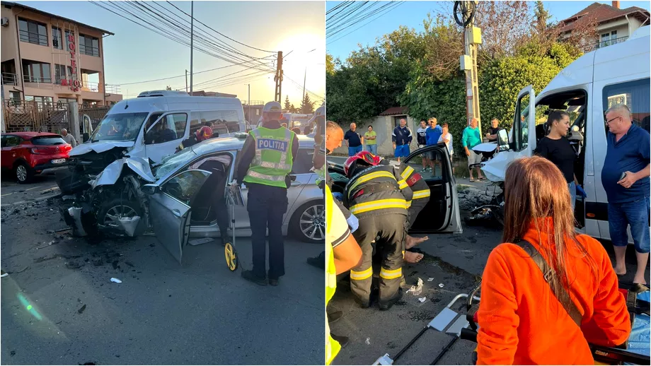Accident grav în Constanța între un microbuz și o mașină. 13 oameni transportați la spital. Update