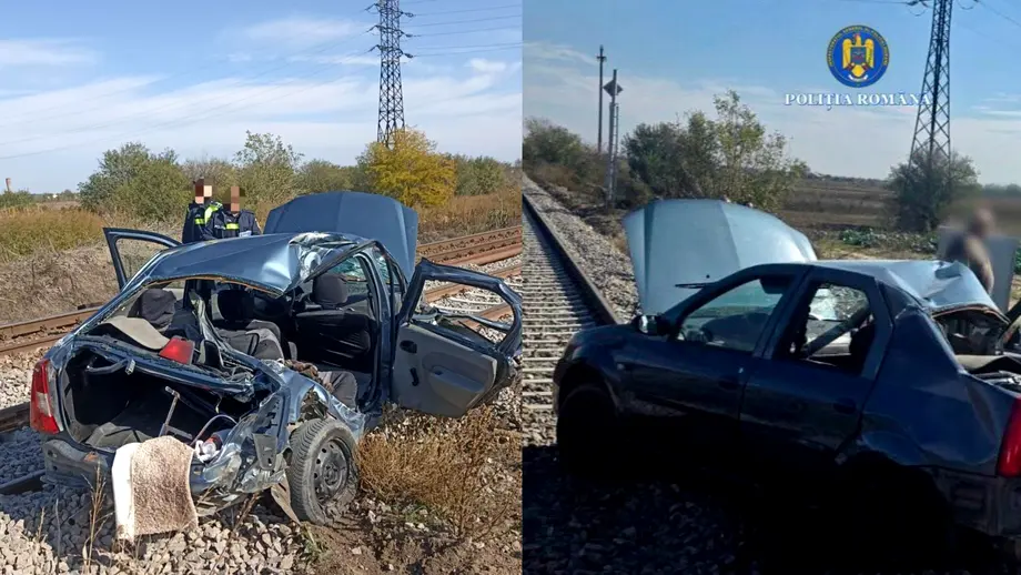Un bărbat a murit după ce mașina i-a fost spulberată de trenul București – Pitești. Ce s-a întâmplat cu cei 40 de pasageri