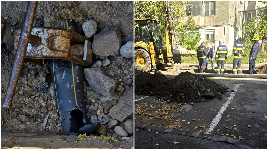 Intervenție contracronometru, după ce o echipă de muncitori a spart o țeavă de gaze în Slatina. Primarul Mario De Mezzo, prezent la fața locului