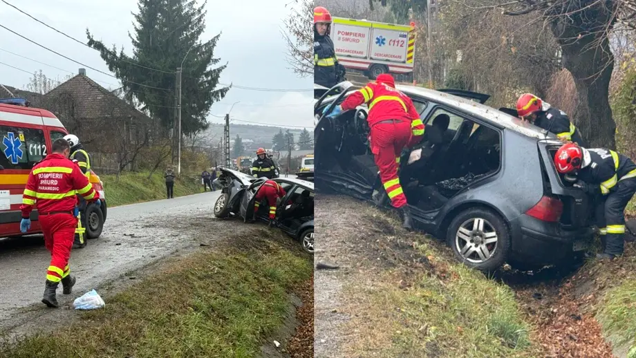 Video. Accident grav în Bistrița-Năsăud: o tânără a fost aruncată din mașină, iar alta a rămas încarcerată după ce șoferul a lovit un podeț. Imagini cumplite cu momentul impactului