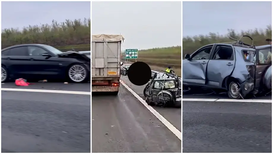 Video. Imagini cumplite pe Autostrada A2, sensul Constanța – București. Descoperire șocantă în una dintre mașinile implicate în accident. Update