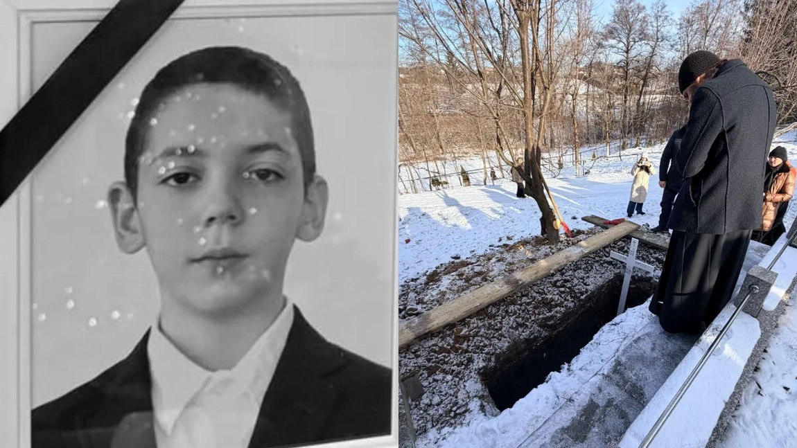 Durere fără margini la înmormântarea lui Matei, adolescentul mort în accidentul din Vatra Dornei. Tatăl a cedat lângă sicriu