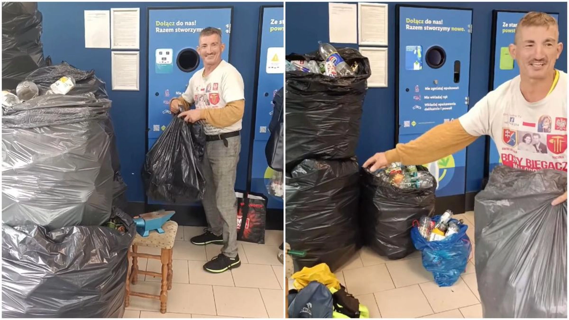 Un bărbat s-a dus la automatul de reciclare cu 11.218 de sticle și doze. Câți bani a încasat și ce vrea să facă cu ei